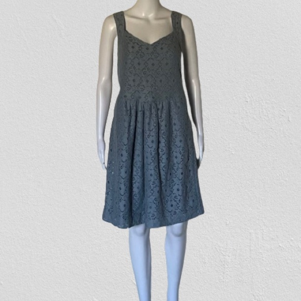 Anthropologie Deletta Blue Lace Sweetheart Silverfield Mini Dress